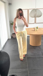 Vero Moda Bukser - Elena Stripe - Golden Haze Cloud Dancer