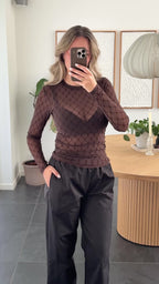 Hype The Detail Bluse - Mesh - Brown
