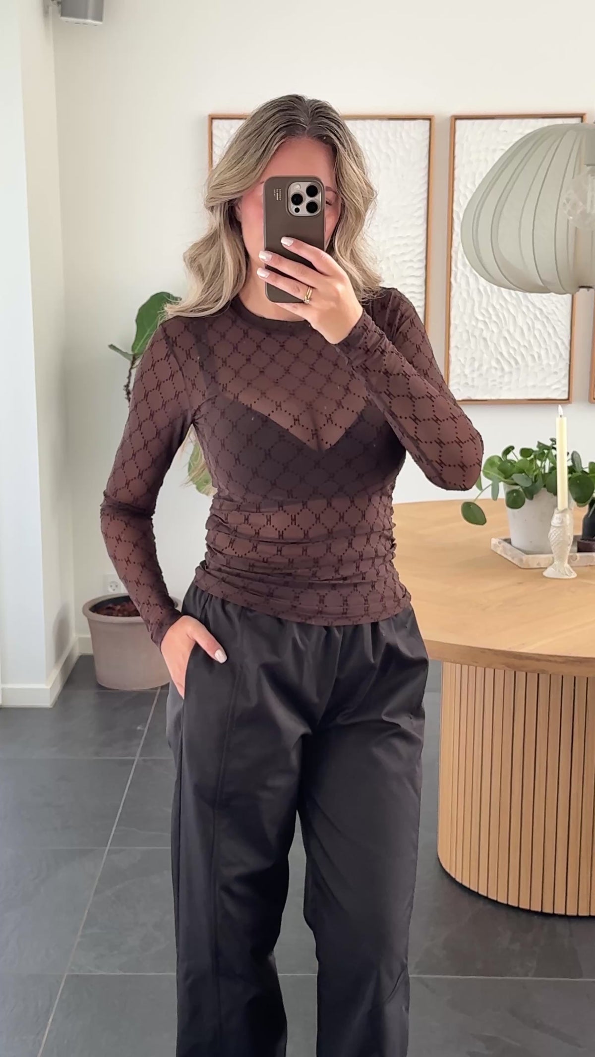 Hype The Detail Bluse - Mesh - Brown