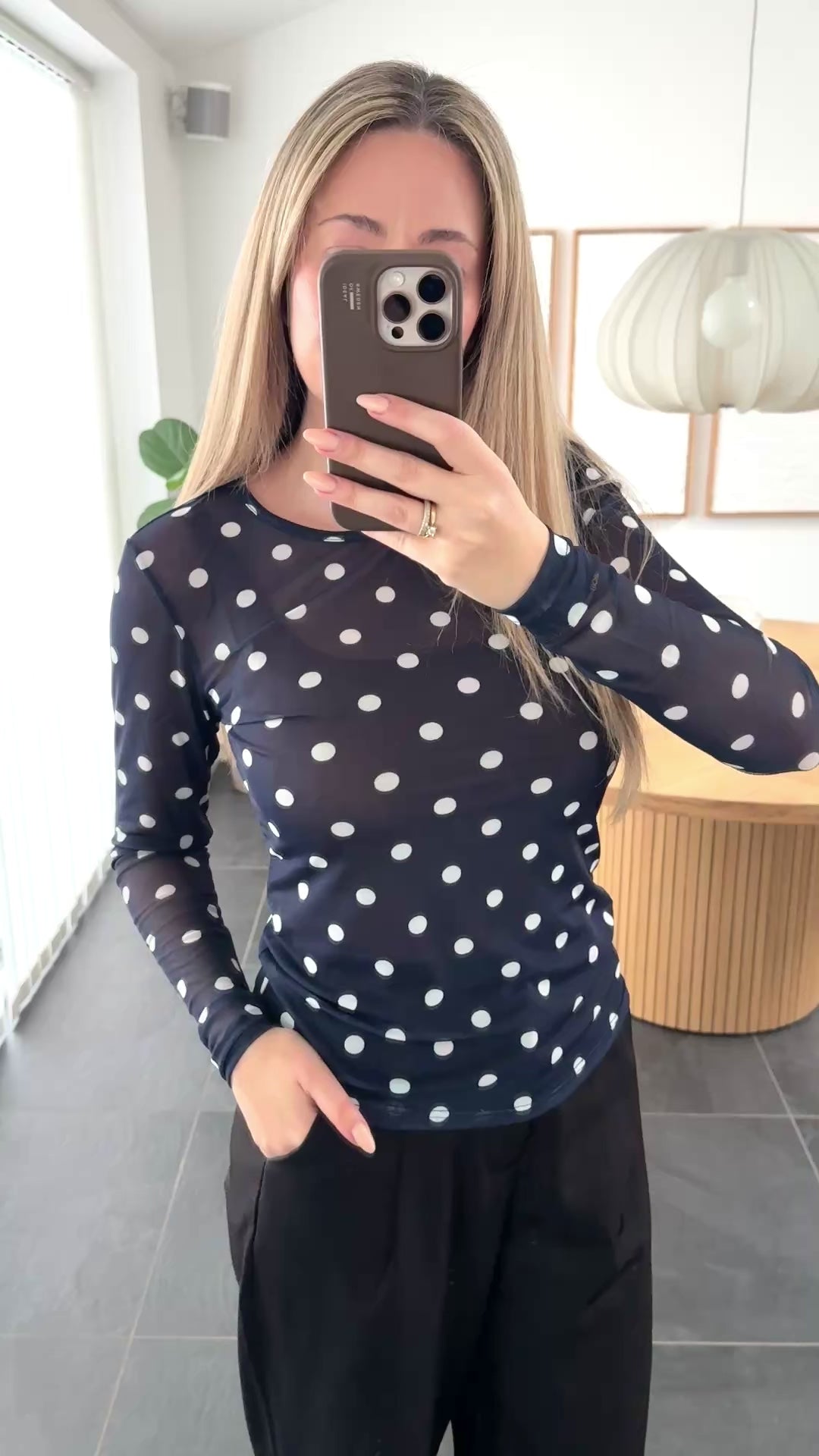 Liberte Bluse - Mesh - Navy Dot