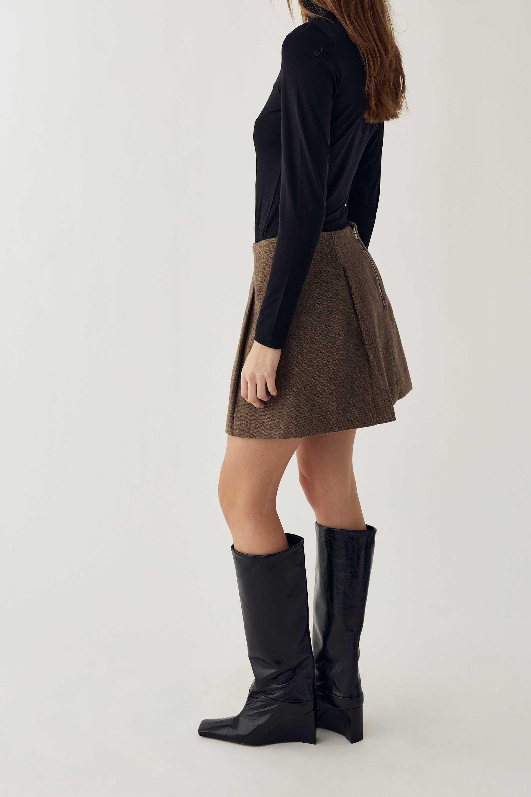 Noella Nederdel - N-Maybelle - Brown Herringbone